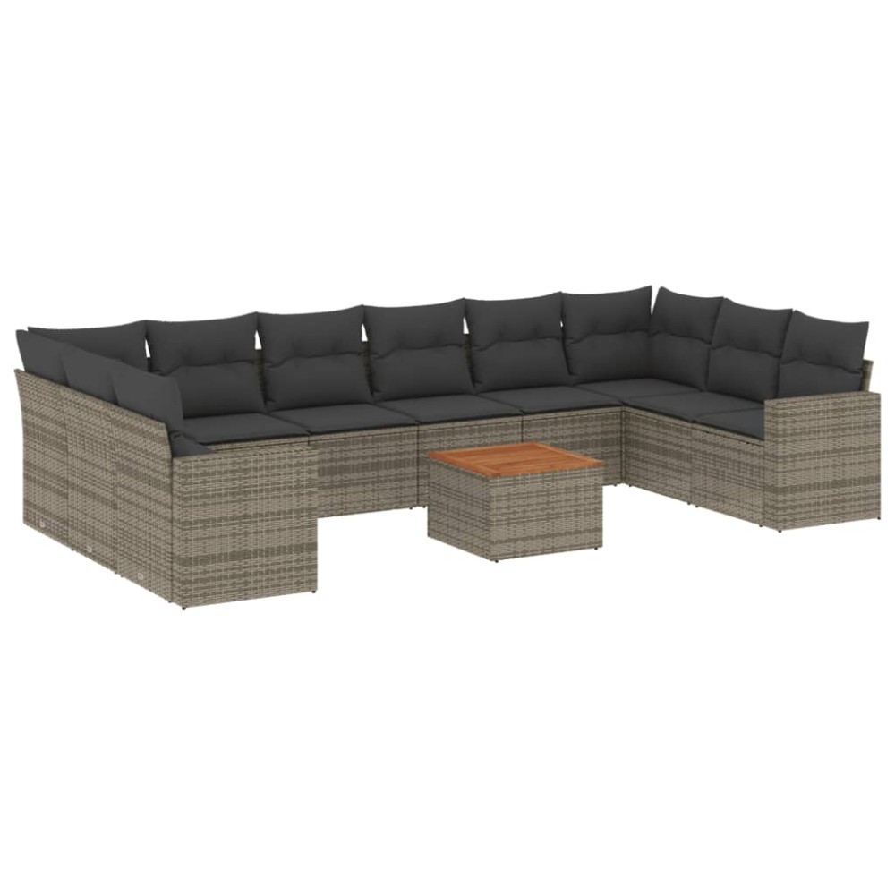 vidaXL Set canapele de grădină cu perne, 11 piese, gri, poliratan