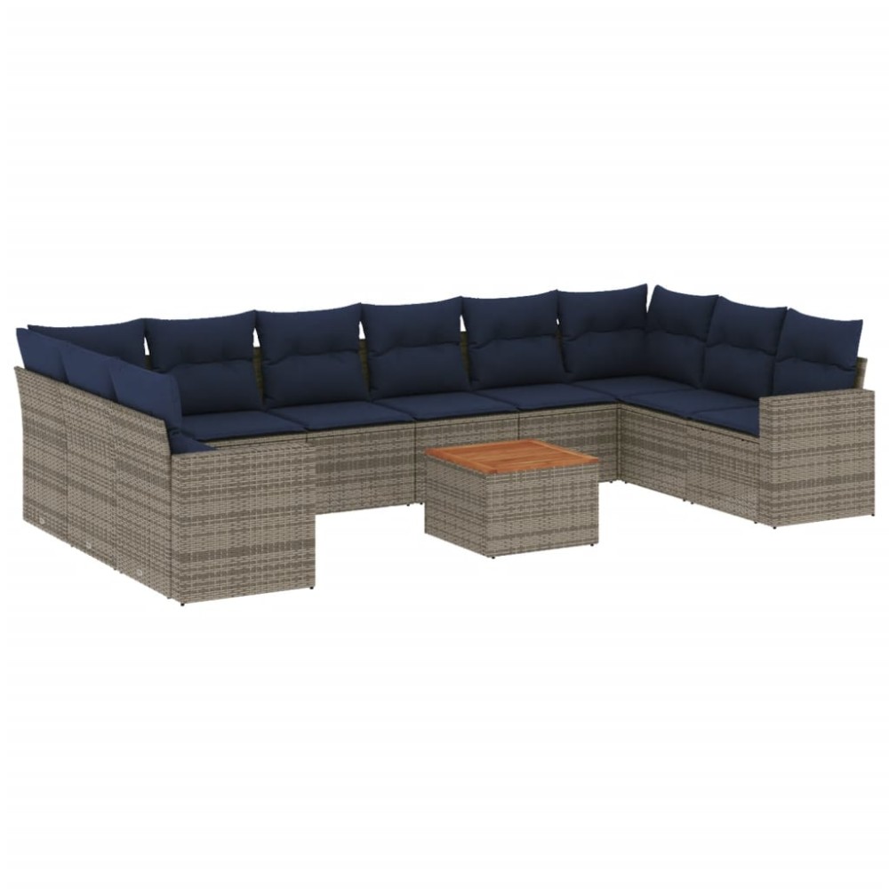 vidaXL Set canapele de grădină cu perne, 11 piese, gri, poliratan