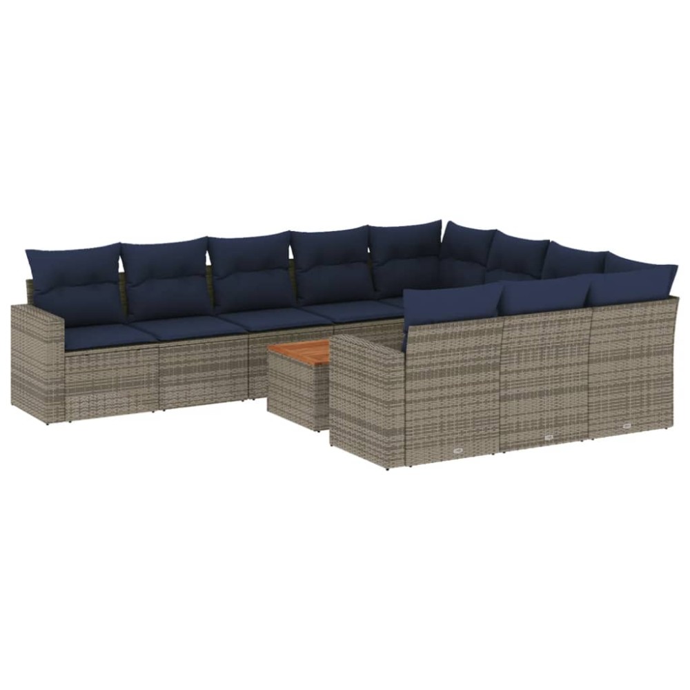 vidaXL Set canapele de grădină cu perne, 11 piese, gri, poliratan
