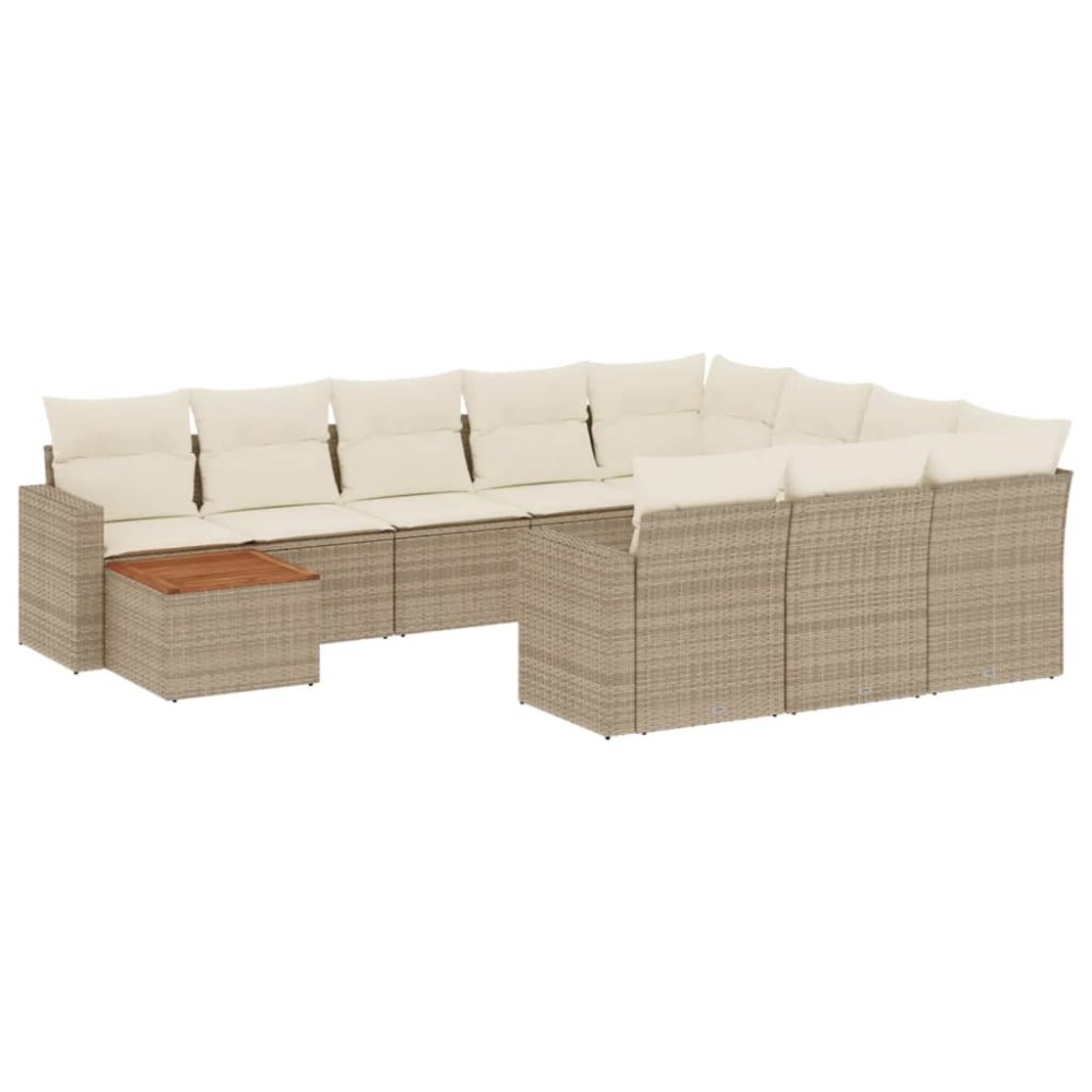 vidaXL Set canapele de grădină cu perne, 11 piese, bej, poliratan