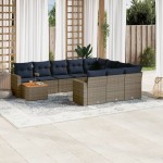 vidaXL Set canapele de grădină cu perne, 11 piese, gri, poliratan vidaXL Set canapele de grădină cu perne, 11 piese, gri, poliratan