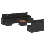 vidaXL Set canapele de grădină cu perne, 10 piese, negru, poliratan