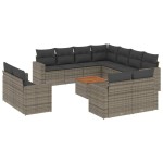 vidaXL Set canapea de grădină cu perne, 12 piese, gri, poliratan vidaXL Set canapea de grădină cu perne, 12 piese, gri, poliratan