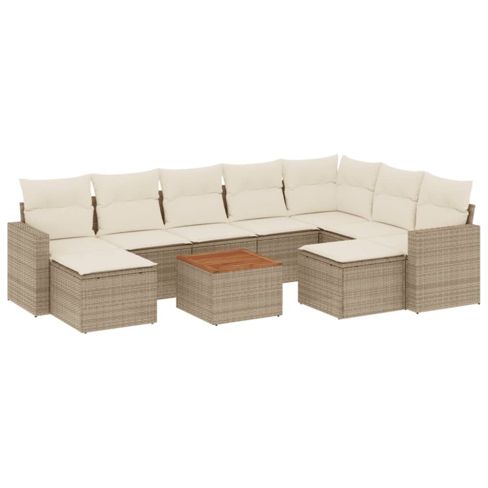 vidaXL Set canapele de grădină cu perne, 10 piese, bej, poliratan
