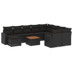 vidaXL Set canapele de grădină cu perne, 11 piese, negru, poliratan vidaXL Set canapele de grădină cu perne, 11 piese, negru, poliratan