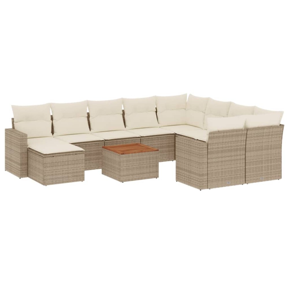 vidaXL Set canapele de grădină cu perne, 11 piese, bej, poliratan
