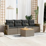 vidaXL Set canapea de grădină cu perne, 5 piese, gri, poliratan vidaXL Set canapea de grădină cu perne, 5 piese, gri, poliratan