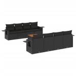 vidaXL Set mobilier de grădină cu perne, 9 piese, negru, poliratan