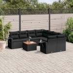 vidaXL Set mobilier de grădină cu perne, 9 piese, negru, poliratan