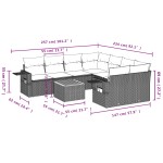 vidaXL Set mobilier de grădină cu perne, 9 piese, negru, poliratan