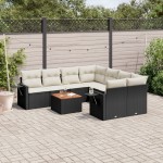 vidaXL Set mobilier de grădină cu perne, 9 piese, negru, poliratan vidaXL Set mobilier de grădină cu perne, 9 piese, negru, poliratan