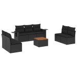 vidaXL Set mobilier de grădină cu perne, 8 piese, negru, poliratan vidaXL Set mobilier de grădină cu perne, 8 piese, negru, poliratan