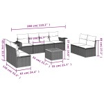 vidaXL Set mobilier de grădină cu perne, 9 piese, negru, poliratan
