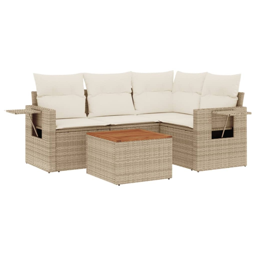 vidaXL Set canapele de grădină cu perne, 5 piese, bej, poliratan