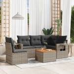 vidaXL Set mobilier grădină cu perne, 6 piese, gri, poliratan vidaXL Set mobilier grădină cu perne, 6 piese, gri, poliratan