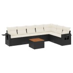 vidaXL Set mobilier de grădină cu perne, 8 piese, negru, poliratan vidaXL Set mobilier de grădină cu perne, 8 piese, negru, poliratan