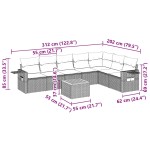vidaXL Set mobilier de grădină cu perne, 8 piese, negru, poliratan vidaXL Set mobilier de grădină cu perne, 8 piese, negru, poliratan