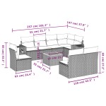 vidaXL Set mobilier de grădină cu perne, 9 piese, negru, poliratan