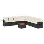 vidaXL Set canapele de grădină cu perne, 10 piese, negru, poliratan vidaXL Set canapele de grădină cu perne, 10 piese, negru, poliratan