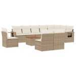 vidaXL Set canapele de grădină cu perne, 11 piese, bej, poliratan