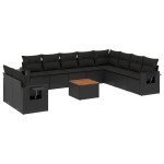 vidaXL Set canapele de grădină cu perne, 11 piese, negru, poliratan vidaXL Set canapele de grădină cu perne, 11 piese, negru, poliratan
