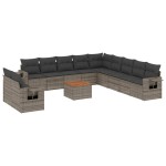 vidaXL Set canapea de grădină cu perne, 12 piese, gri, poliratan vidaXL Set canapea de grădină cu perne, 12 piese, gri, poliratan