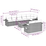vidaXL Set mobilier de grădină cu perne, 9 piese, negru, poliratan