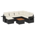 vidaXL Set mobilier de grădină cu perne, 8 piese, negru, poliratan vidaXL Set mobilier de grădină cu perne, 8 piese, negru, poliratan