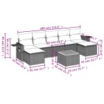 vidaXL Set mobilier de grădină cu perne, 8 piese, negru, poliratan