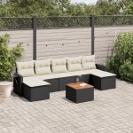 vidaXL Set mobilier de grădină cu perne, 8 piese, negru, poliratan vidaXL Set mobilier de grădină cu perne, 8 piese, negru, poliratan