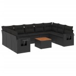 vidaXL Set canapele de grădină cu perne, 10 piese, negru, poliratan