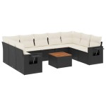 vidaXL Set canapele de grădină cu perne, 10 piese, negru, poliratan