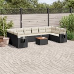 vidaXL Set canapele de grădină cu perne, 11 piese, negru, poliratan vidaXL Set canapele de grădină cu perne, 11 piese, negru, poliratan