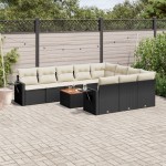 vidaXL Set canapele de grădină cu perne, 11 piese, negru, poliratan vidaXL Set canapele de grădină cu perne, 11 piese, negru, poliratan