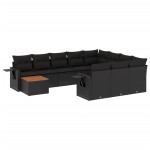 vidaXL Set canapele de grădină cu perne, 11 piese, negru, poliratan