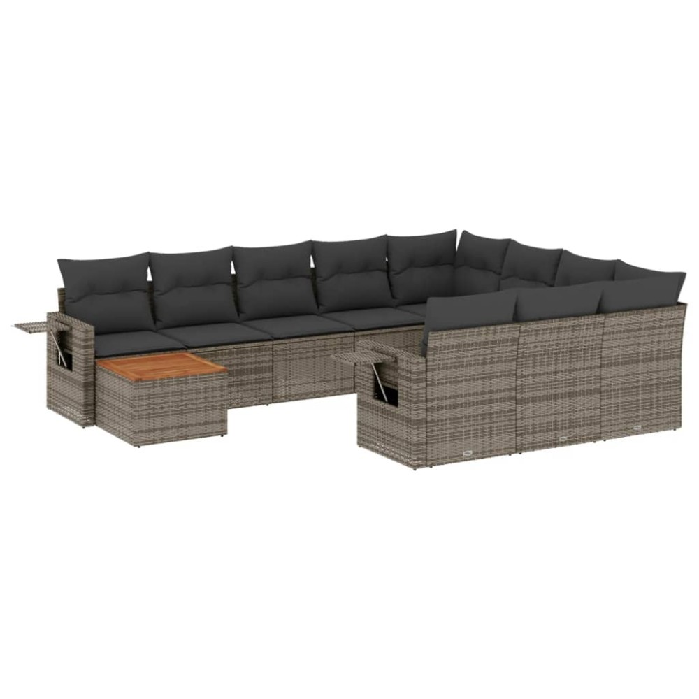 vidaXL Set canapele de grădină cu perne, 11 piese, gri, poliratan