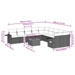 vidaXL Set canapele de grădină cu perne, 11 piese, negru, poliratan