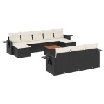 vidaXL Set canapele de grădină cu perne, 11 piese, negru, poliratan