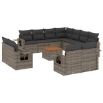 vidaXL Set canapea de grădină cu perne, 12 piese, gri, poliratan vidaXL Set canapea de grădină cu perne, 12 piese, gri, poliratan