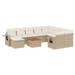 vidaXL Set canapele de grădină cu perne, 11 piese, bej, poliratan
