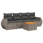 vidaXL Set canapea de grădină cu perne, 5 piese, gri, poliratan vidaXL Set canapea de grădină cu perne, 5 piese, gri, poliratan
