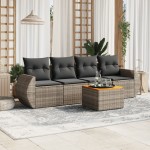 vidaXL Set canapea de grădină cu perne, 5 piese, gri, poliratan vidaXL Set canapea de grădină cu perne, 5 piese, gri, poliratan