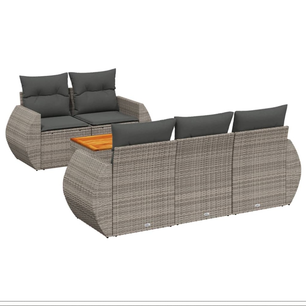 vidaXL Set mobilier grădină cu perne, 6 piese, gri, poliratan