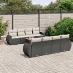 vidaXL Set mobilier de grădină cu perne, 9 piese, negru, poliratan vidaXL Set mobilier de grădină cu perne, 9 piese, negru, poliratan