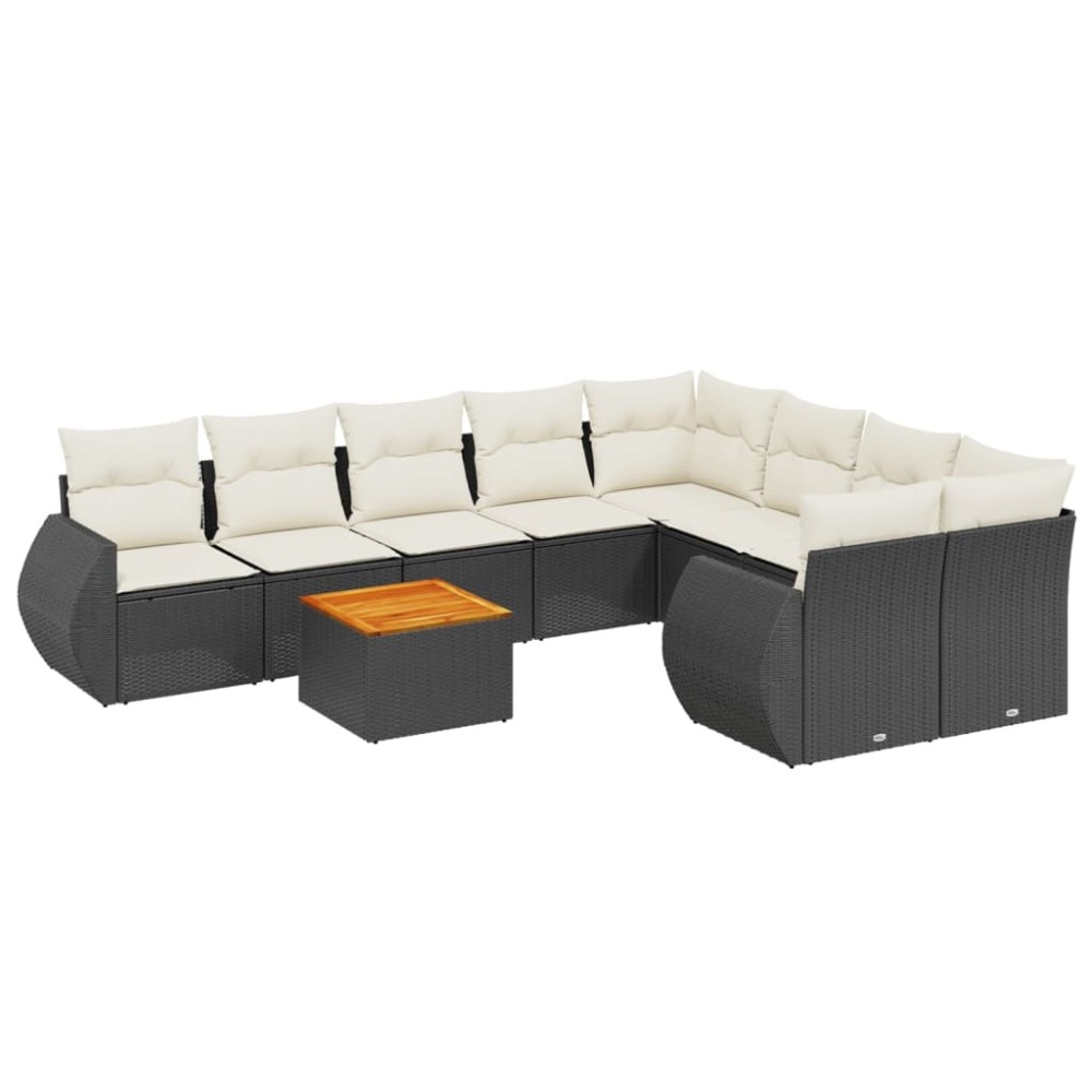 vidaXL Set mobilier de grădină cu perne, 9 piese, negru, poliratan