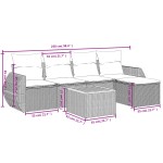 vidaXL Set mobilier grădină cu perne, 6 piese, gri, poliratan