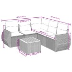 vidaXL Set mobilier grădină cu perne, 6 piese, gri, poliratan