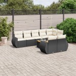 vidaXL Set mobilier de grădină cu perne, 9 piese, negru, poliratan vidaXL Set mobilier de grădină cu perne, 9 piese, negru, poliratan