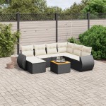 vidaXL Set mobilier de grădină cu perne, 8 piese, negru, poliratan vidaXL Set mobilier de grădină cu perne, 8 piese, negru, poliratan