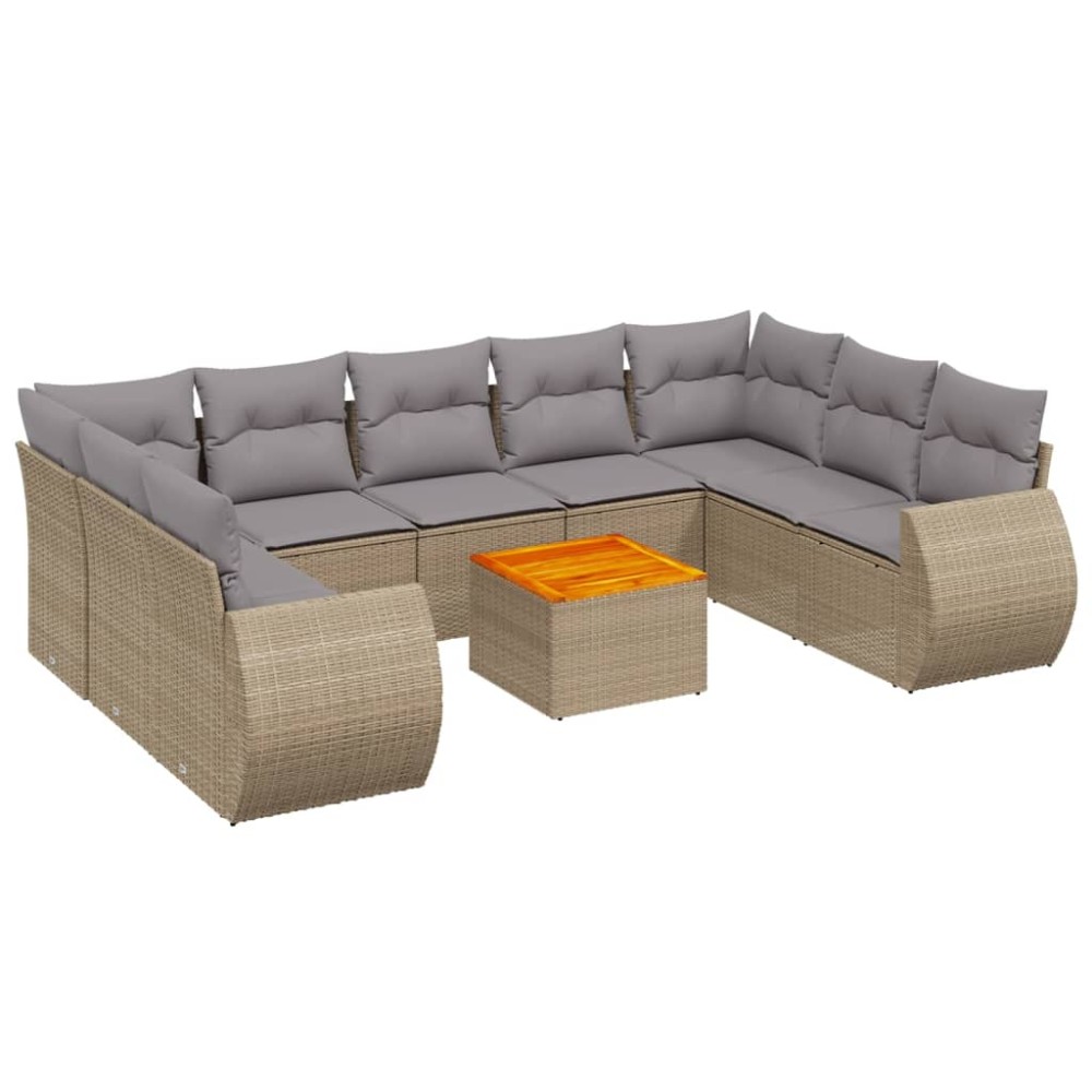 vidaXL Set canapele de grădină cu perne, 10 piese, bej, poliratan